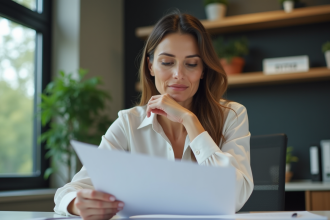 Femme d'affaires en réunion dans un bureau moderne