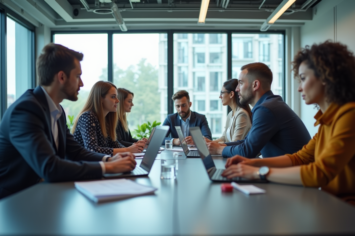 Groupe de jeunes professionnels en formation financière