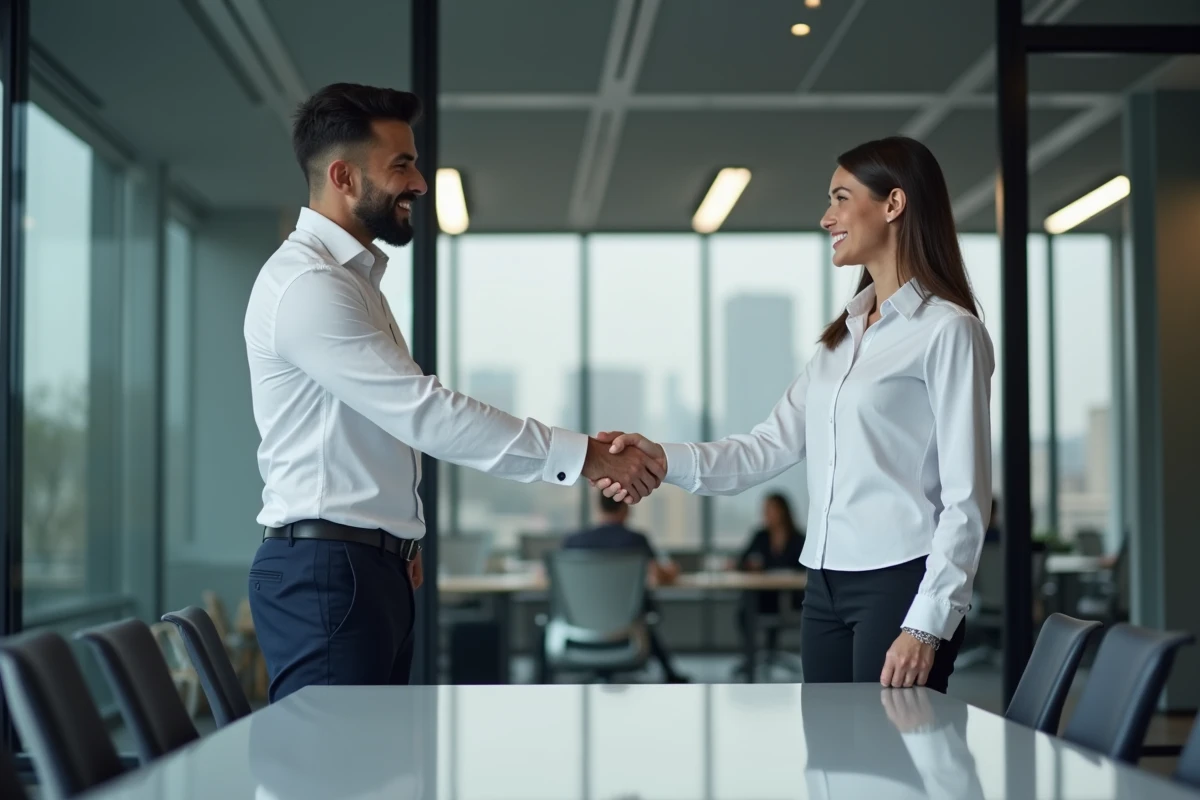 Homme en entretien d'embauche après une formation professionnelle certifiante obtenant un emploi bien rémunéré