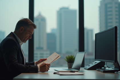 Homme d affaires lisant une lettre de formation