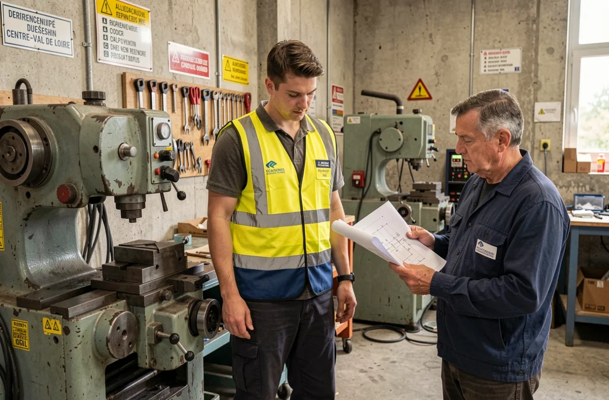 Apprenti ingénieur en formation alternance à l'ITII Centre-Val de Loire dans un atelier industriel