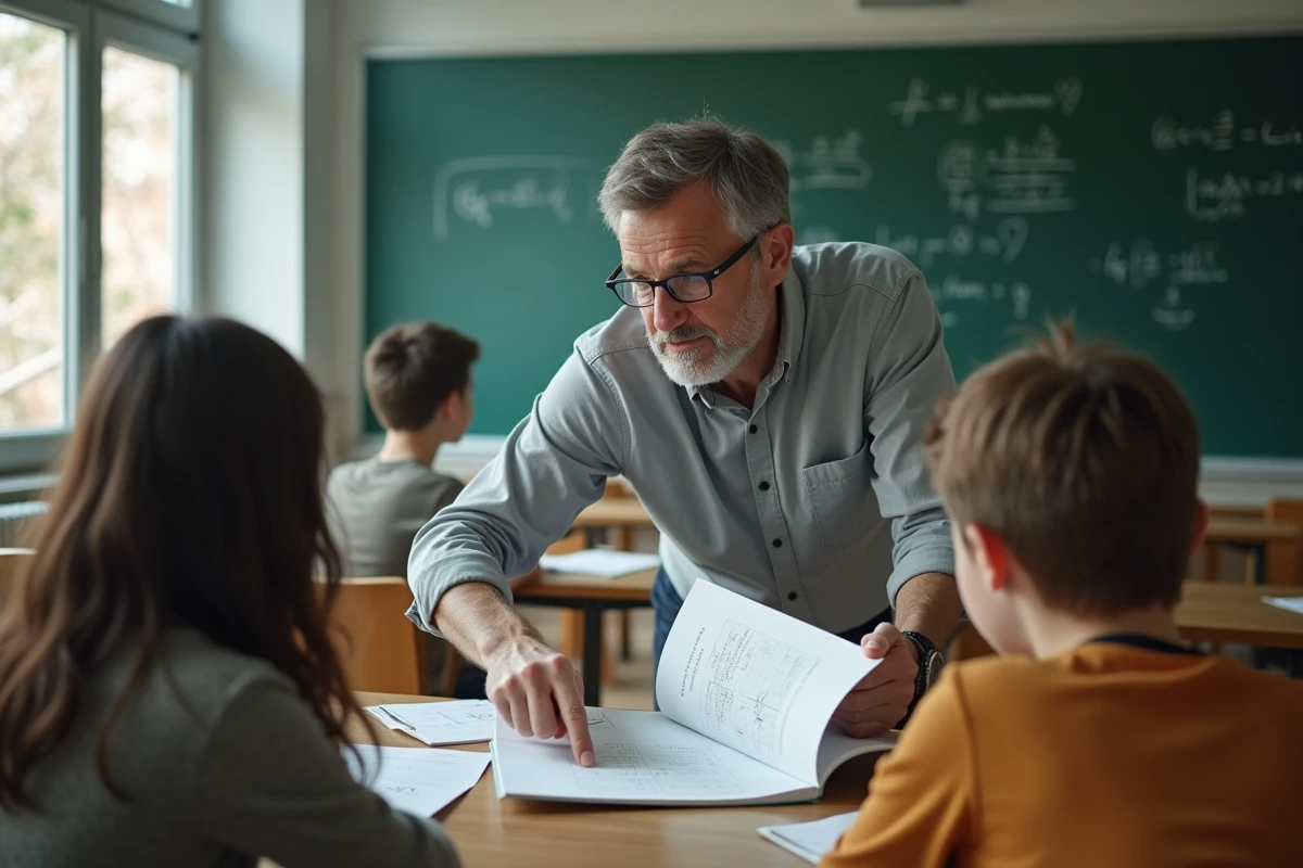 Professeur conseillant des lycéens sur les coefficients et priorités de révision pour le bac S